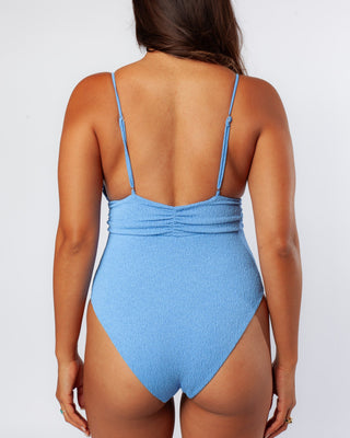 Bopha Blue Texture One-Piece Bikini Back