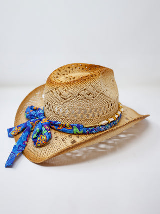 Coastal Cowgirl Straw Hat - Blue