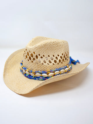 Coastal Cowgirl Natural Straw Hat - Blue