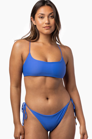 Women's Adjustable Scoop Neck Bikini Top | Sport's Bra style Swimwear top - Azure Blue