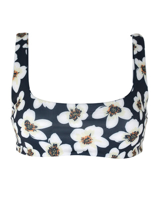 Women's Scoop Neck Bikini Top, Simple Swimwear top - Floral Print
