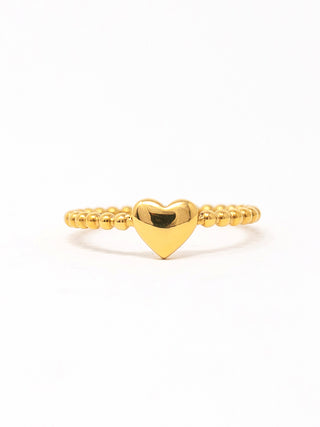 Gold Heart Bead Ring