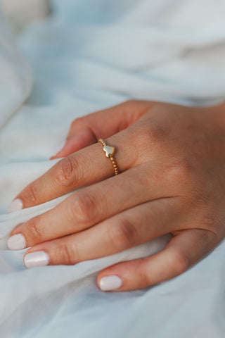 Gold Heart Bead Ring