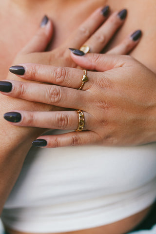 Gold Heart Bead Ring - Serei Swim