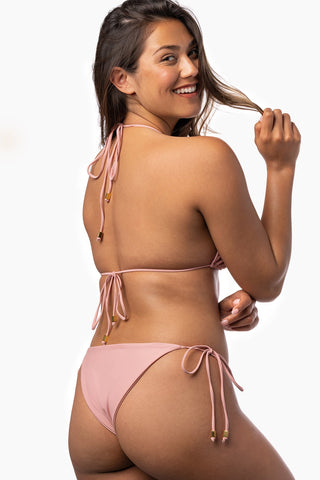 Pink Women's String Triangle Bikini Top, Triangle Swimwear Top