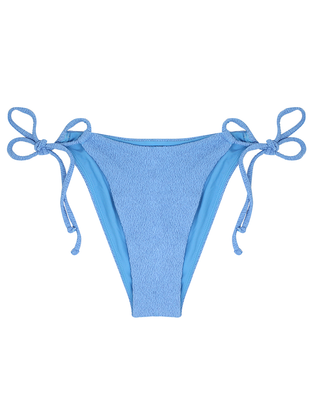 TINA Cheeky Blue String Bikini Bottoms on White Background