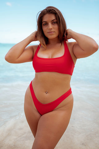 DARA Scoop Neck Bikini - Red - Serei Swim