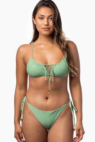String Bikini bottoms | Adjustable Side Tie Swimwear Bottoms - Mint Green 