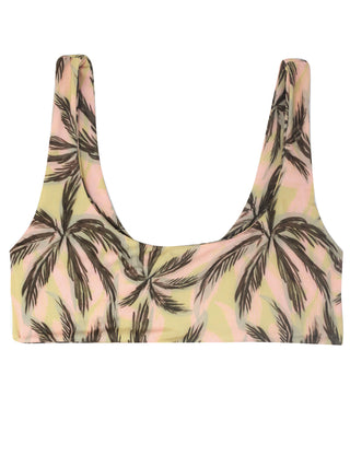 Women's Scoop Neck Bikini Top, Simple Swimwear top - Tropical Print Swimwear