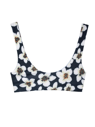 Women's Scoop Neck Bikini Top, Simple Swimwear top - Floral Print