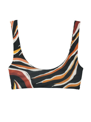 Women's Scoop Neck Bikini Top, Simple Swimwear top - Wavy Zebra Print